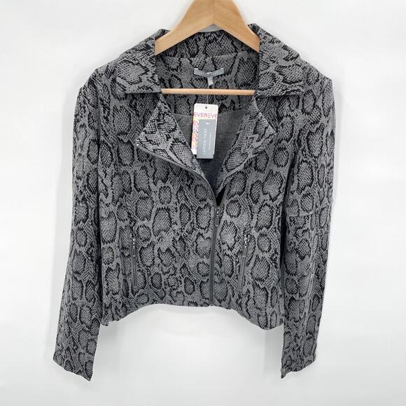 EVEREVE NWT Lemon Tart Animal Print Moto Jacket // M - Picture 5 of 11